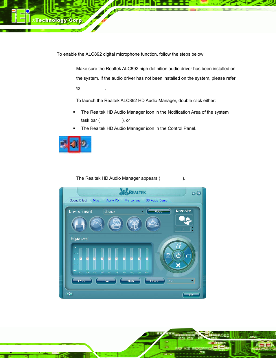 B.1 alc892 digital microphone configuration, Alc892, Igital | Icrophone, Onfiguration, Figure b-2: realtek hd audio manager | IEI Integration AFL-15i-HM55 v1.20 User Manual | Page 131 / 143