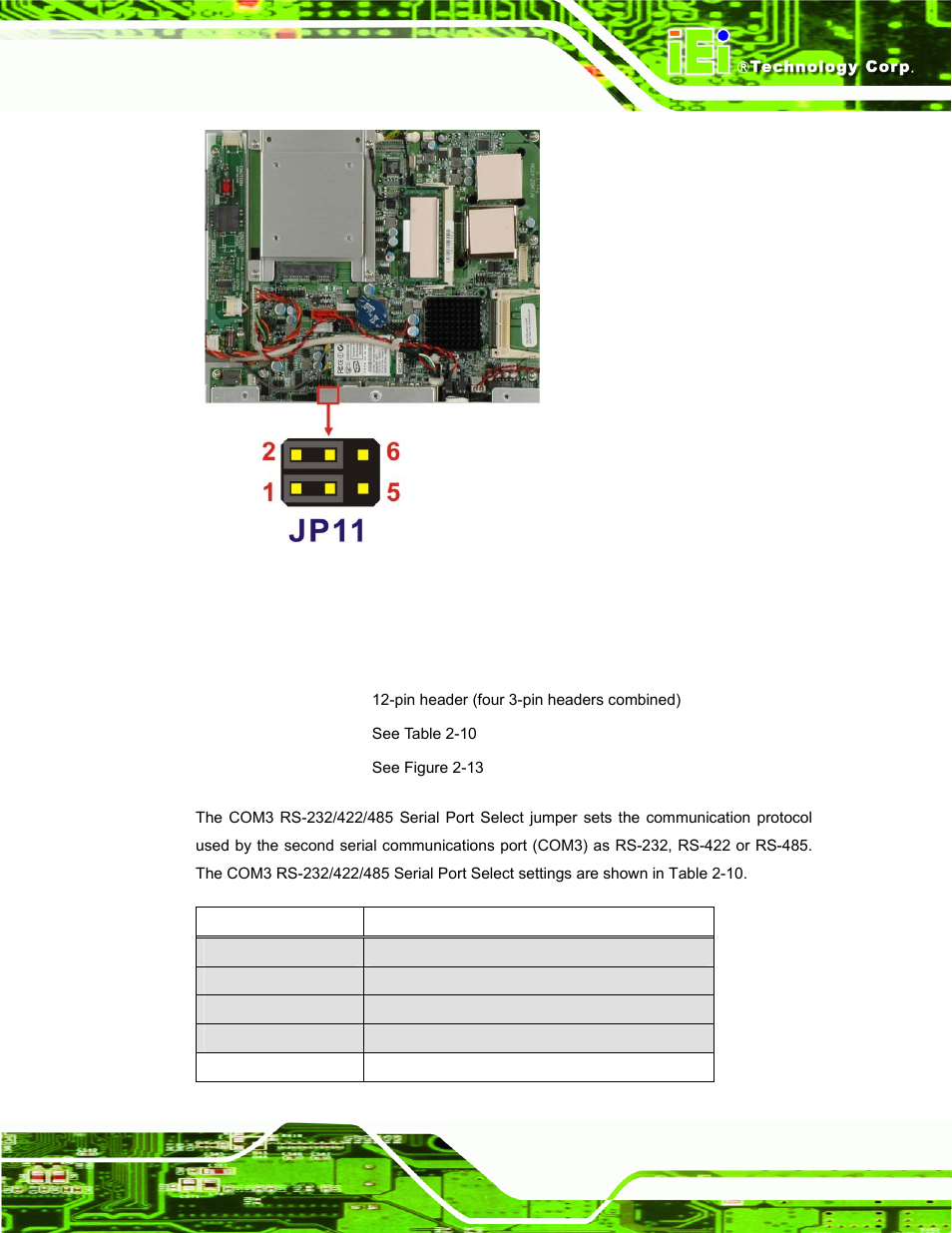 8 com3 rs-232/422/485 serial port select jumper, See figure 2-12, N in figure 2-12 | IEI Integration AFL-W19A_W19B_17D_W15A-N270 v2.20 User Manual | Page 36 / 124