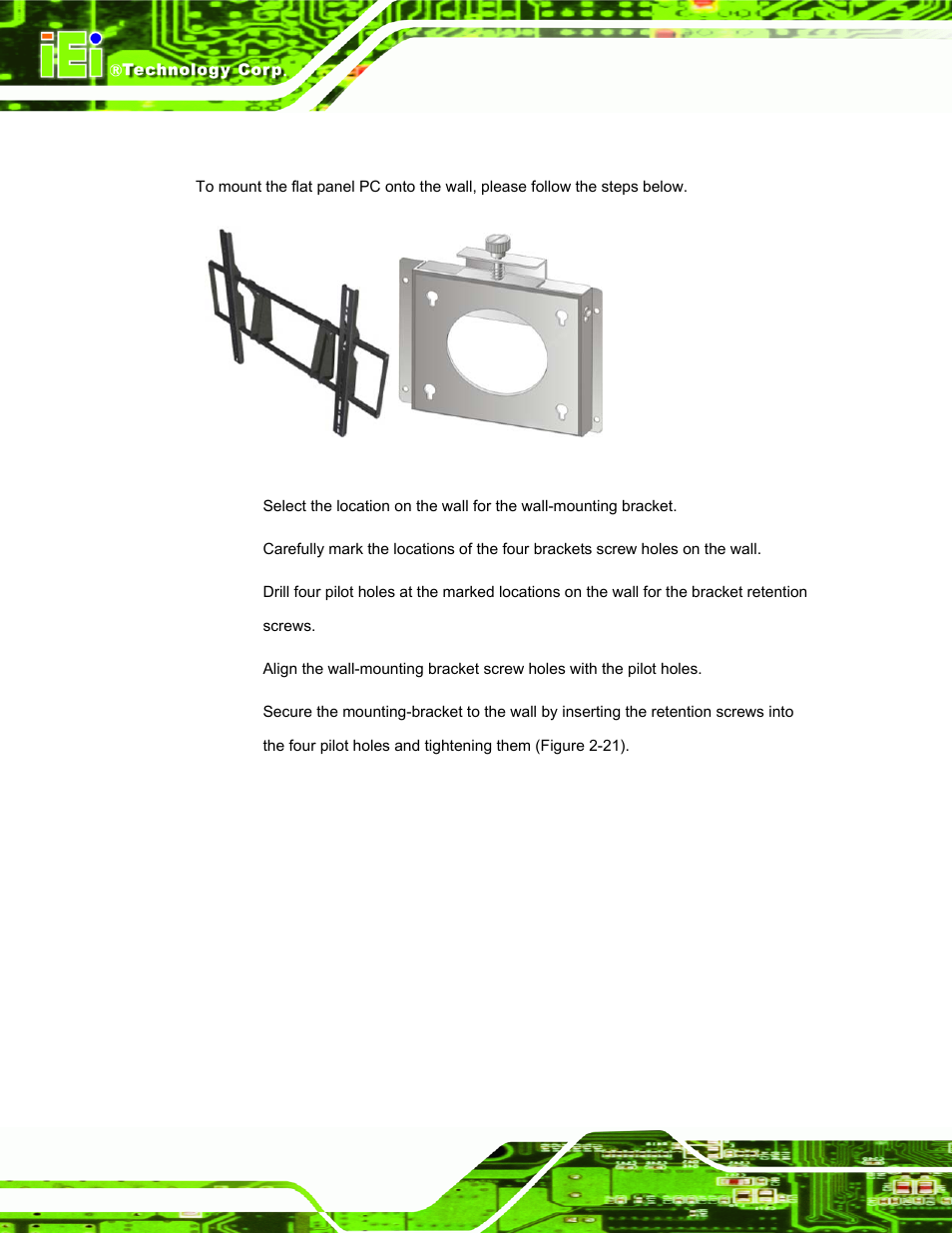 4 wall mounting, Figure 2-20: wall mount | IEI Integration AFL-W19A_W19B_17D_W15A-N270 v2.20 User Manual | Page 43 / 124