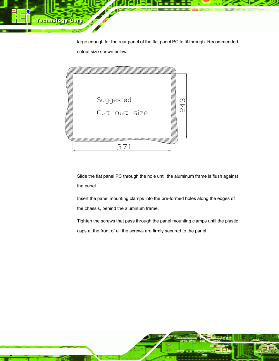 Figure 2-27: afl-w15a-n270 cutout | IEI Integration AFL-W19A_W19B_17D_W15A-N270 v2.20 User Manual | Page 49 / 124