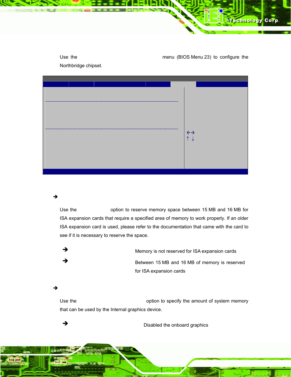 1 northbridge configuration, Bios menu 23:northbridge chipset configuration | IEI Integration AFL-W19A_W19B_17D_W15A-N270 v2.20 User Manual | Page 96 / 124