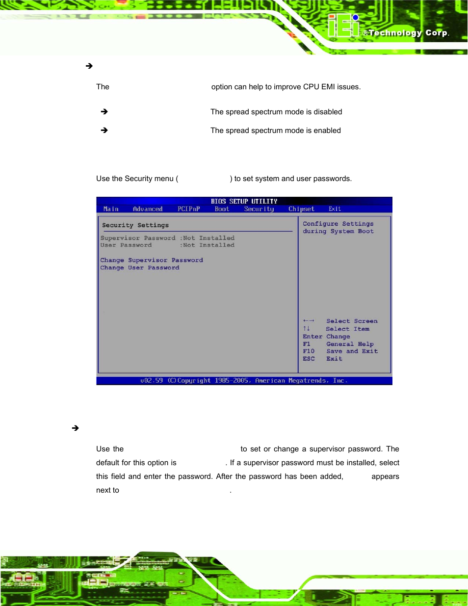 6 security, Ecurity | IEI Integration AFL-15A-N270 v1.03 User Manual | Page 105 / 159