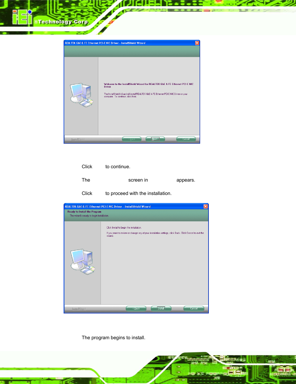 Figure 7-23: lan driver welcome screen, Figure 7-24: lan driver welcome screen | IEI Integration AFL-15A-N270 v1.03 User Manual | Page 128 / 159