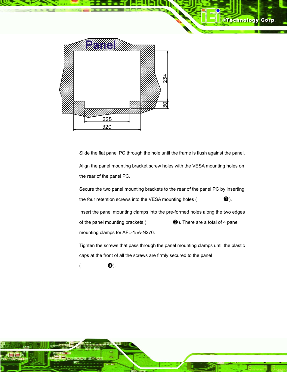 Figure 4-15: afl-15a-n270 panel opening (unit: mm) | IEI Integration AFL-15A-N270 v1.03 User Manual | Page 57 / 159