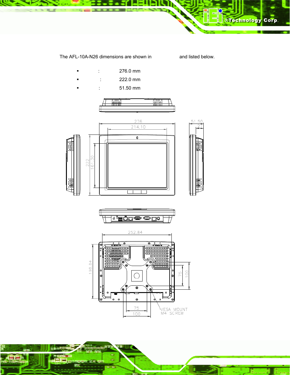 3 afl-10a-n26 dimensions, Figure 1-10: afl-10a-n26 dimensions (mm) | IEI Integration AFL-ххA-N26 User Manual | Page 23 / 152