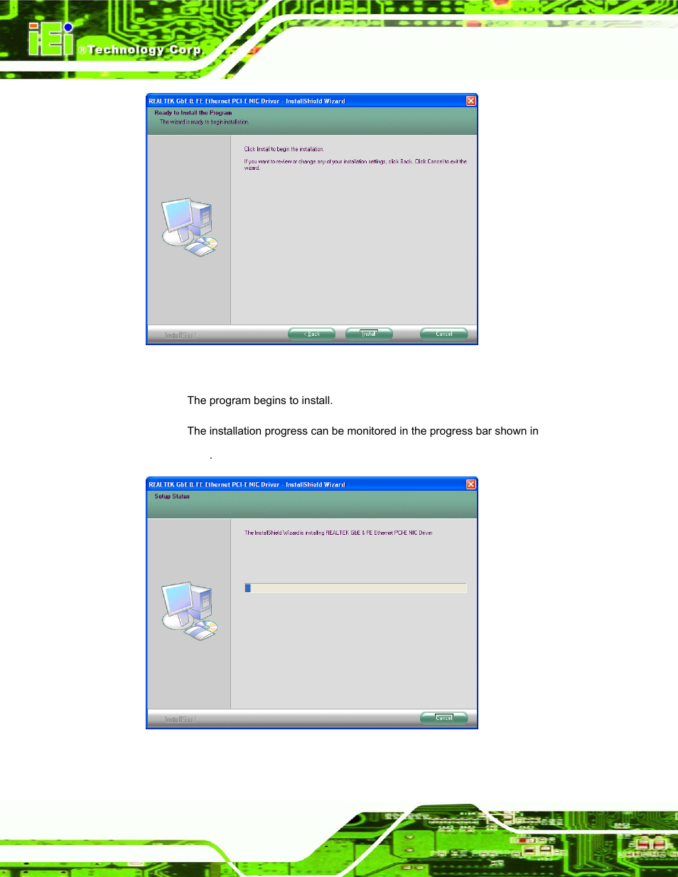 Figure 7-23: lan driver welcome screen, Figure 7-24: lan driver installation | IEI Integration AFL-xxA-N270-Series v1.03 User Manual | Page 136 / 171