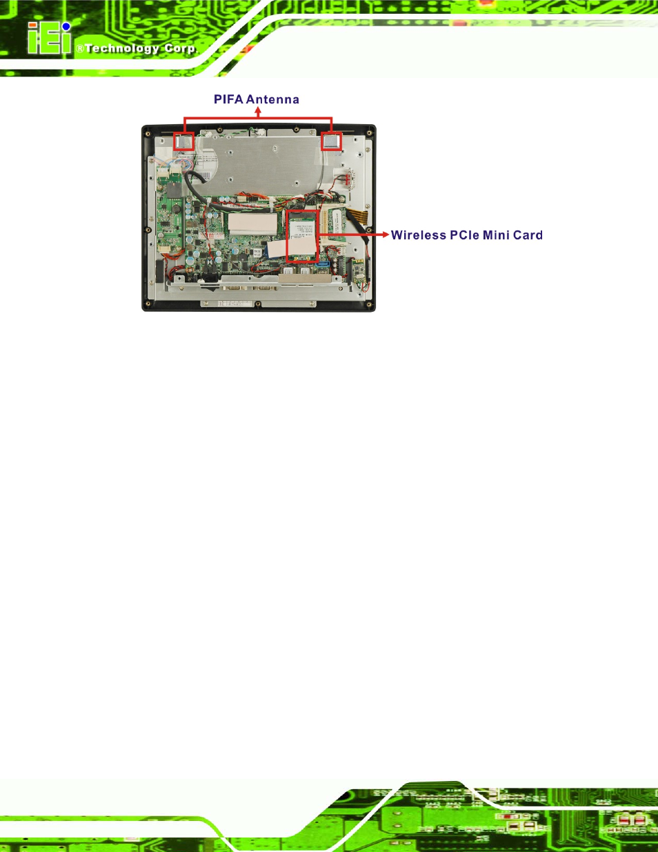 Figure 2-13: pifa antenna and wireless module | IEI Integration AFL-xxA-N270-Series v1.03 User Manual | Page 38 / 171