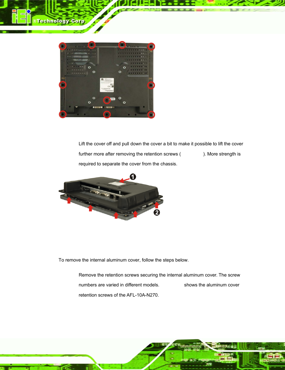 Figure 5-1: back cover retention screws | IEI Integration AFL-xxA-N270-Series v1.03 User Manual | Page 76 / 171