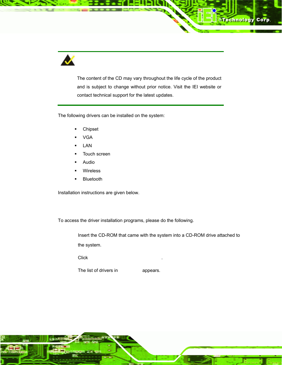 1 available software drivers, 2 starting the driver program, Vailable | Oftware, Rivers, Tarting the, River, Rogram | IEI Integration AFL-xxA-N270-Series v2.11 User Manual | Page 119 / 170