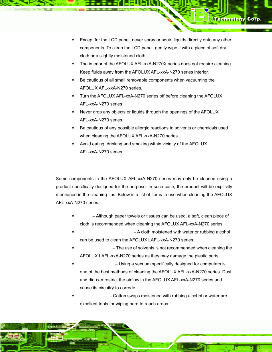 B.2.2 cleaning tools | IEI Integration AFL-xxA-N270-Series v2.20 User Manual | Page 153 / 168