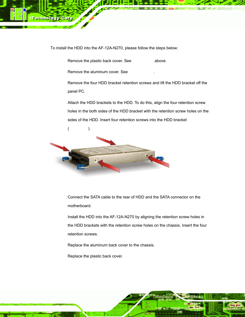 7 hdd installation (af-12a-n270 only) | IEI Integration AFL-xxA-N270-Series v2.20 User Manual | Page 46 / 168