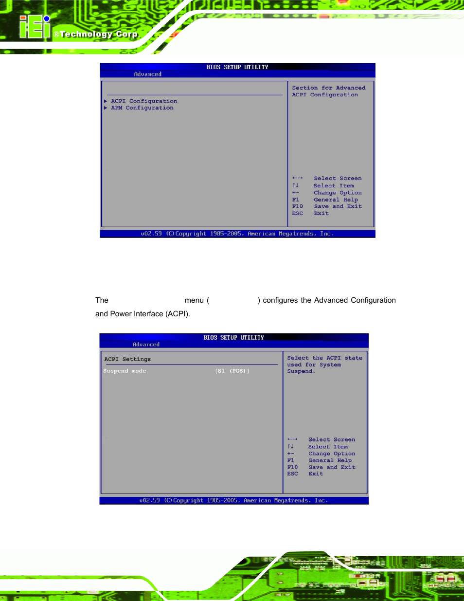 1 acpi configuration | IEI Integration AFL-xxA-N270-Series v2.20 User Manual | Page 96 / 168