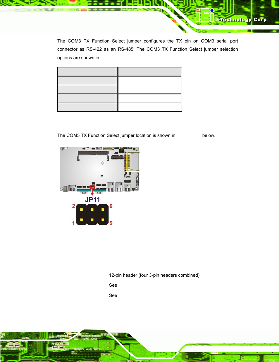 7 com3 rs-232/422/485 serial port select jumper | IEI Integration AFL-xxA-N270-Series v2.30 User Manual | Page 55 / 182