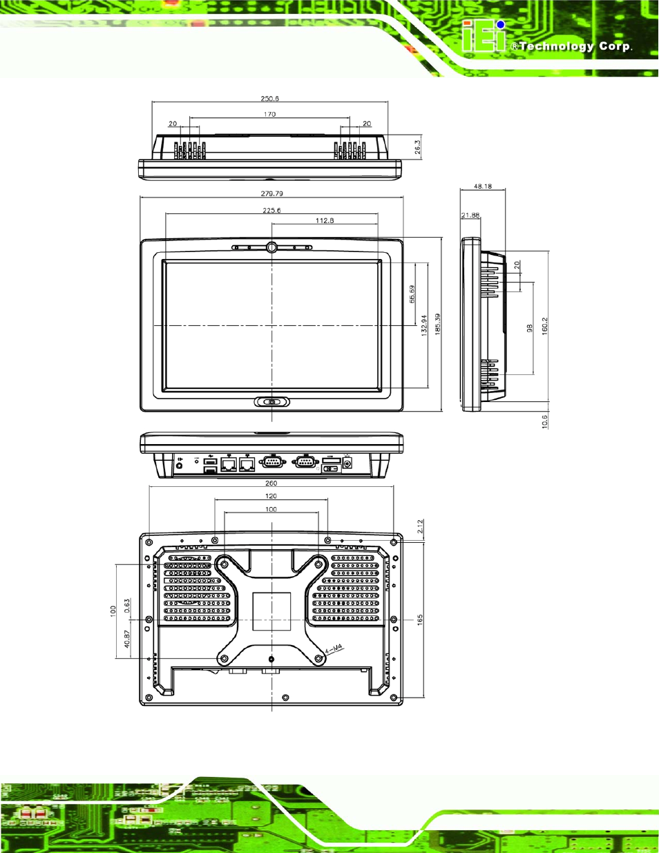 Figure 1-6: afl-w10a-n270 dimensions (mm) | IEI Integration AFL-W10A-N270 v1.00 User Manual | Page 19 / 113