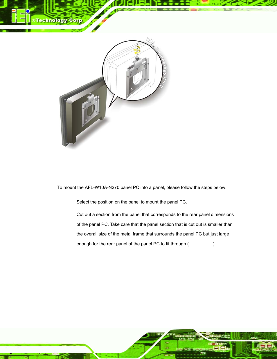 2 panel mounting, Figure 2-12: secure the panel pc | IEI Integration AFL-W10A-N270 v1.00 User Manual | Page 40 / 113