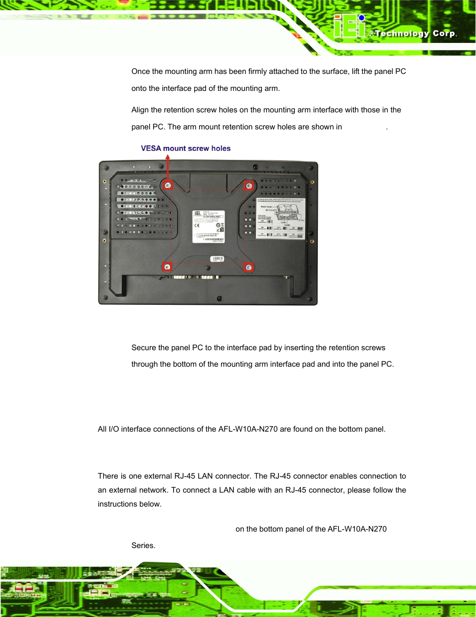 7 bottom panel connectors, 1 lan connection, Ottom | Anel, Onnectors | IEI Integration AFL-W10A-N270 v1.00 User Manual | Page 45 / 113