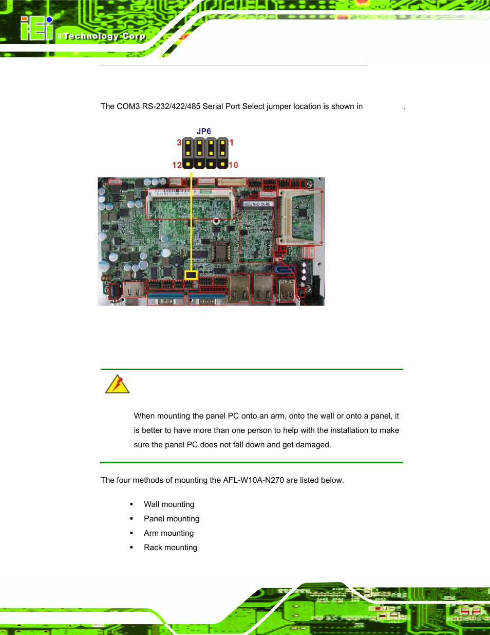 6 mounting the system, Ounting the, Ystem | IEI Integration AFL-W10A-N270 v2.13 User Manual | Page 38 / 143