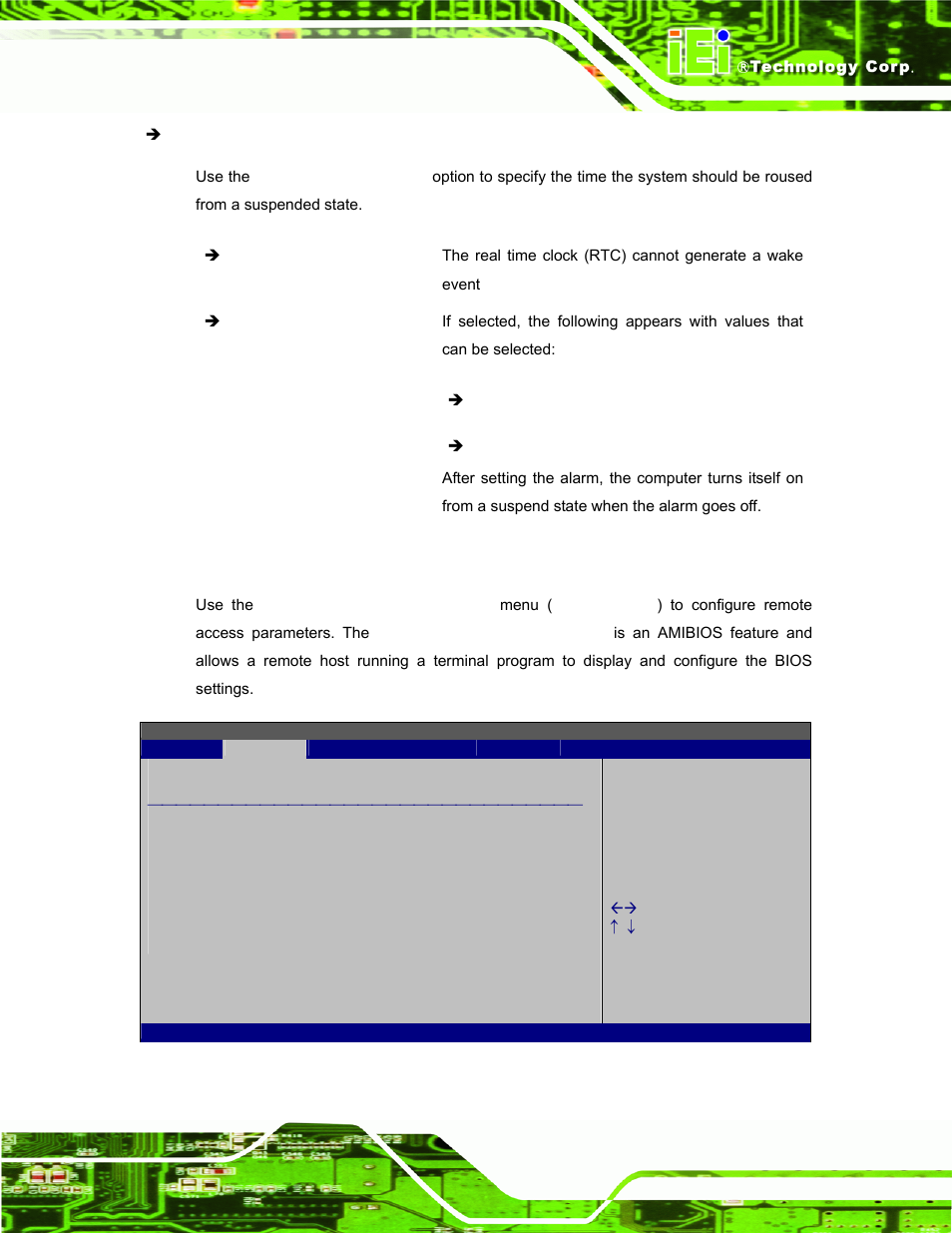7 remote configuration, Bios menu 11: remote access configuration, Ion 4.3.6 | IEI Integration AFL-W10A-N270 v2.13 User Manual | Page 79 / 143