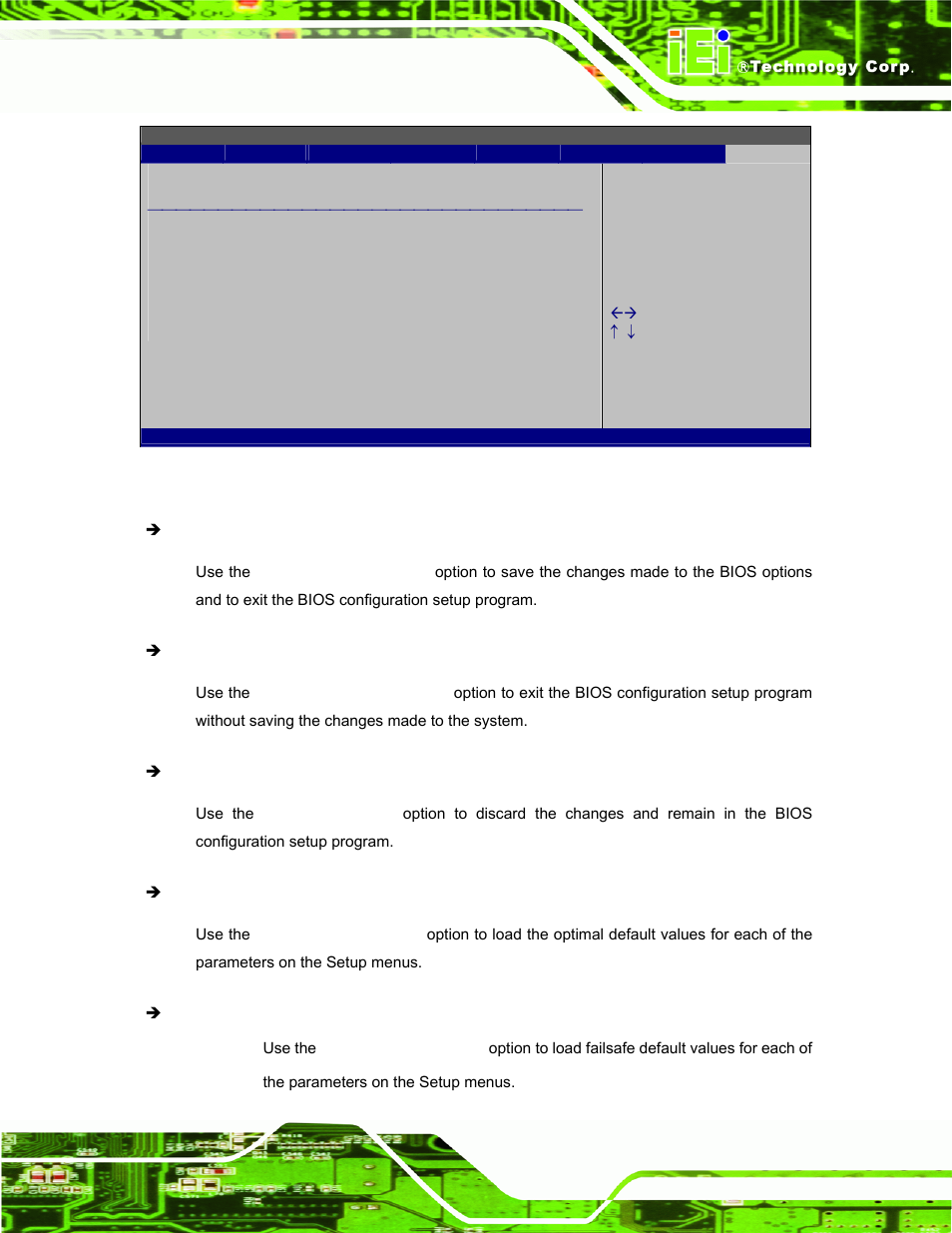 Bios menu 20: exit | IEI Integration AFL-W10A-N270 v2.13 User Manual | Page 95 / 143