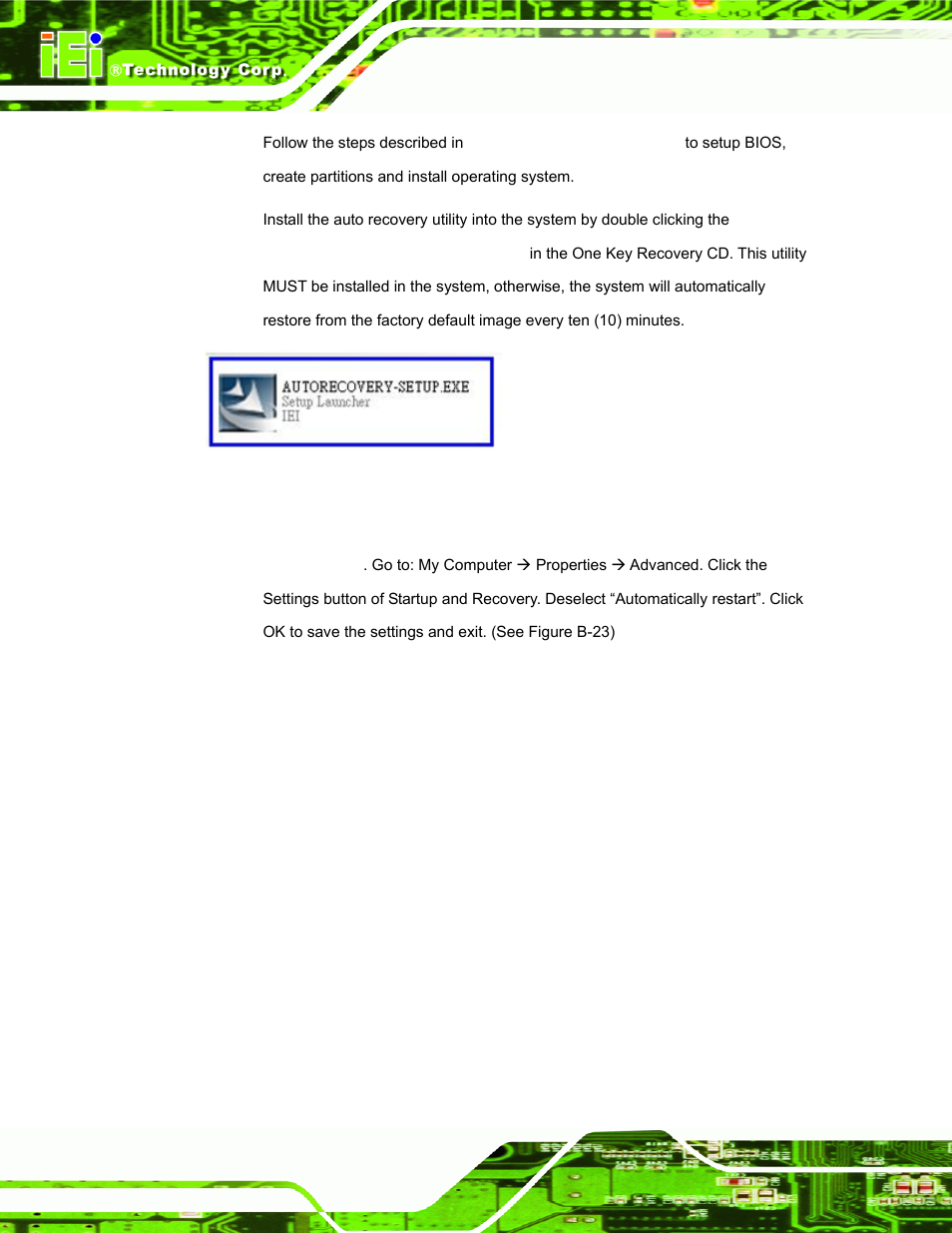 Figure b-22: auto recovery utility | IEI Integration AFL-W10A-N270 v3.10 User Manual | Page 120 / 158