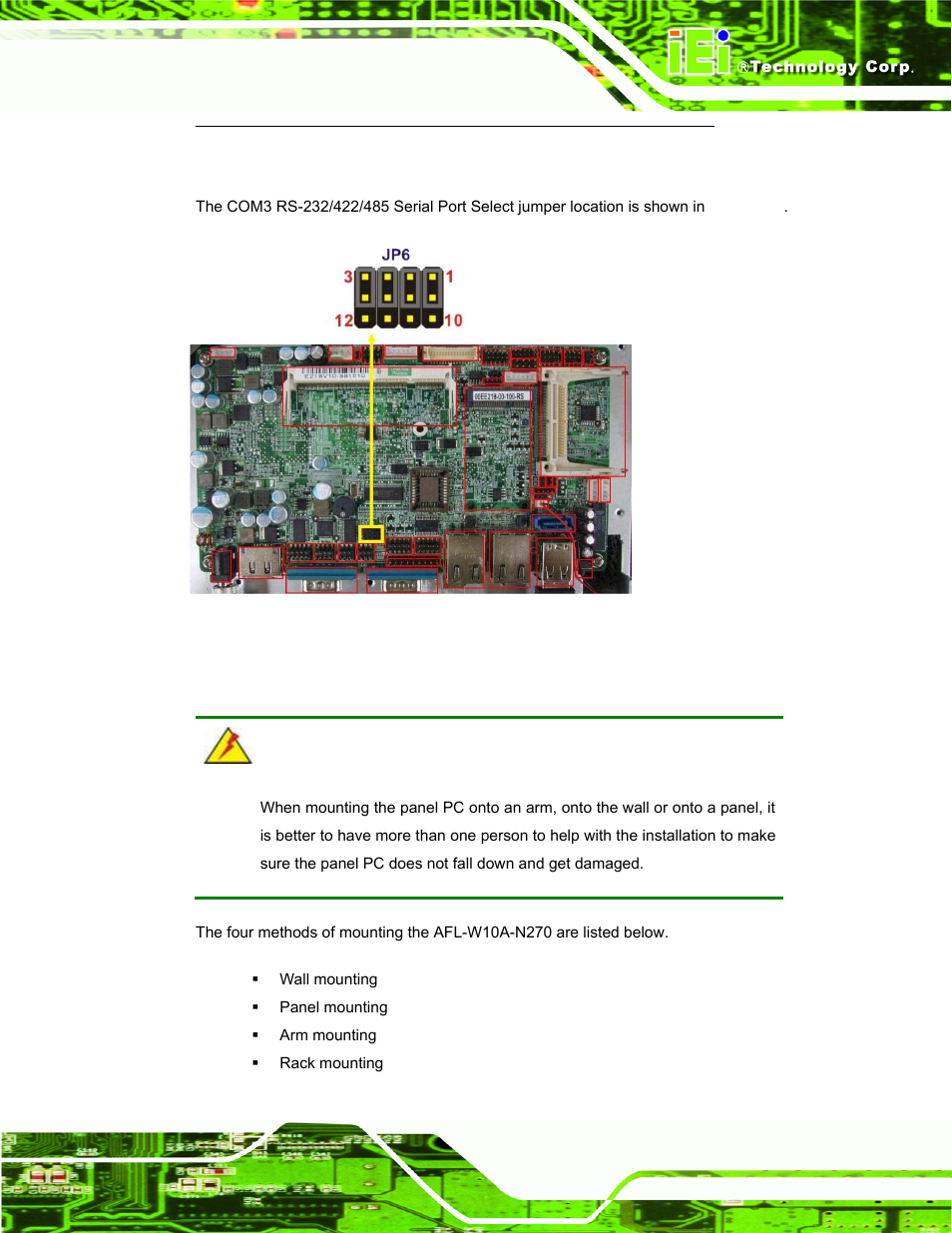 6 mounting the system, Ounting the, Ystem | IEI Integration AFL-W10A-N270 v3.10 User Manual | Page 39 / 158