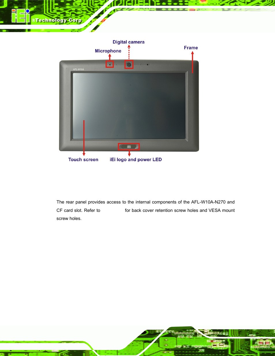 2 rear panel | IEI Integration AFL-W10A-N270 v3.20 User Manual | Page 18 / 177