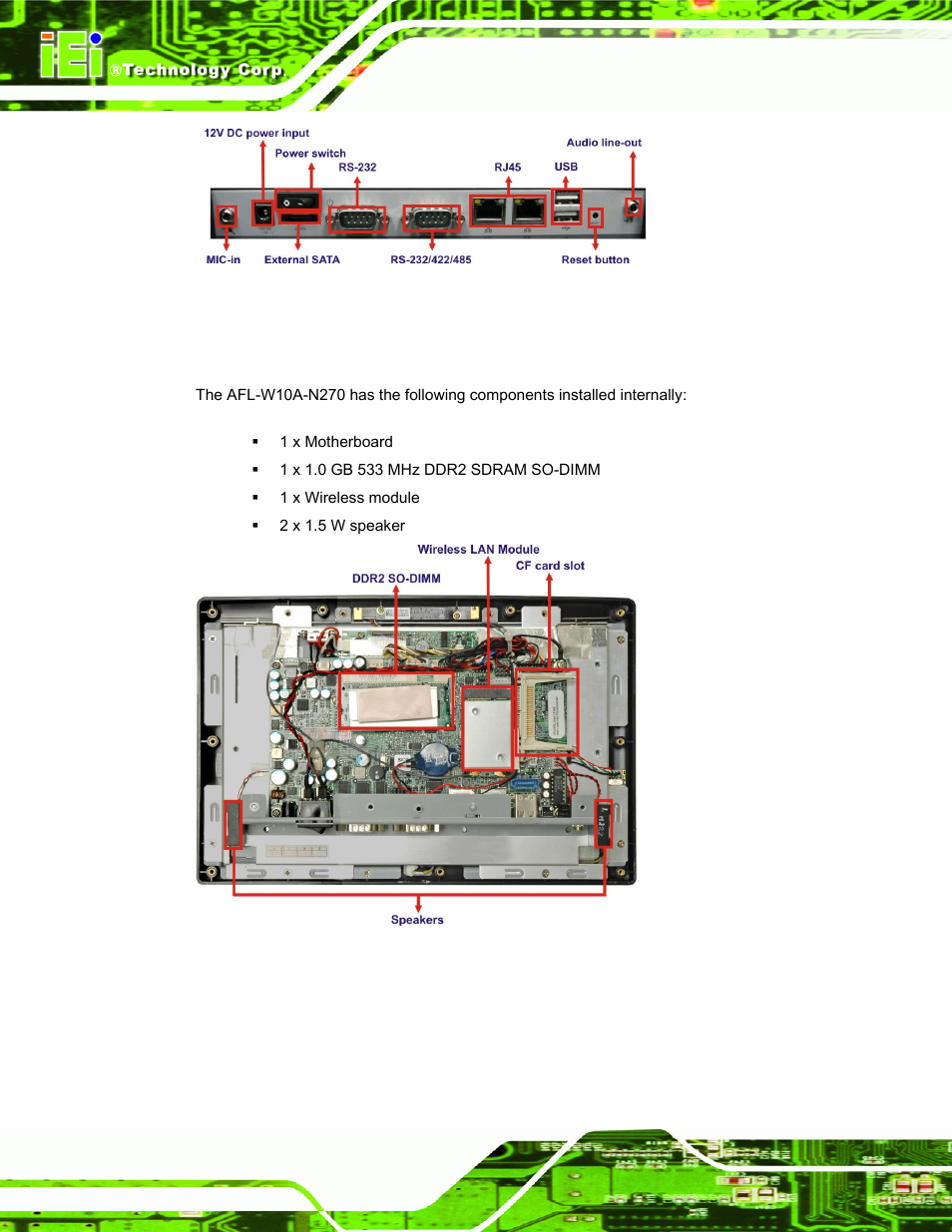 3 internal overview | IEI Integration AFL-W10A-N270 v3.20 User Manual | Page 20 / 177