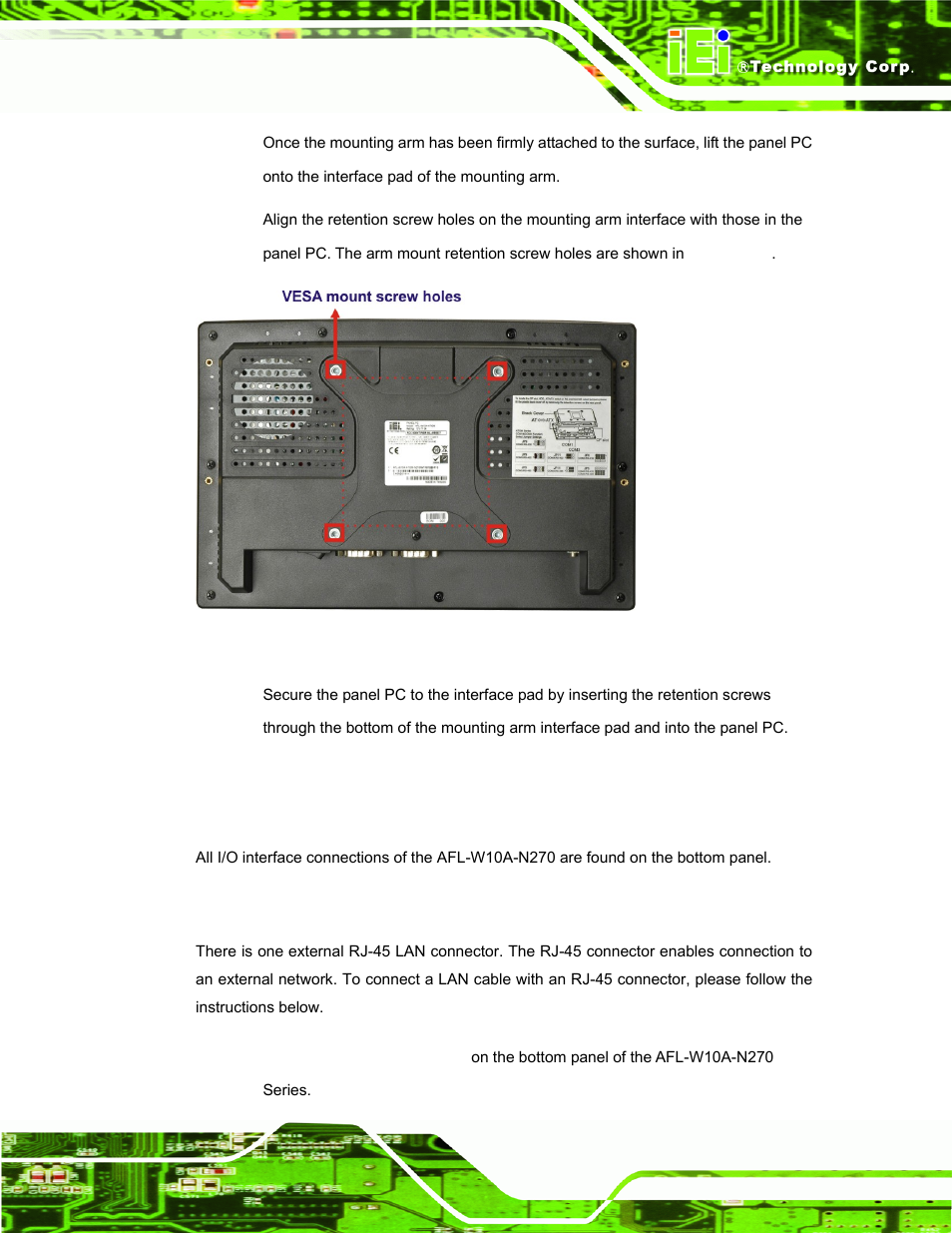 7 bottom panel connectors, 1 lan connection | IEI Integration AFL-W10A-N270 v3.20 User Manual | Page 49 / 177