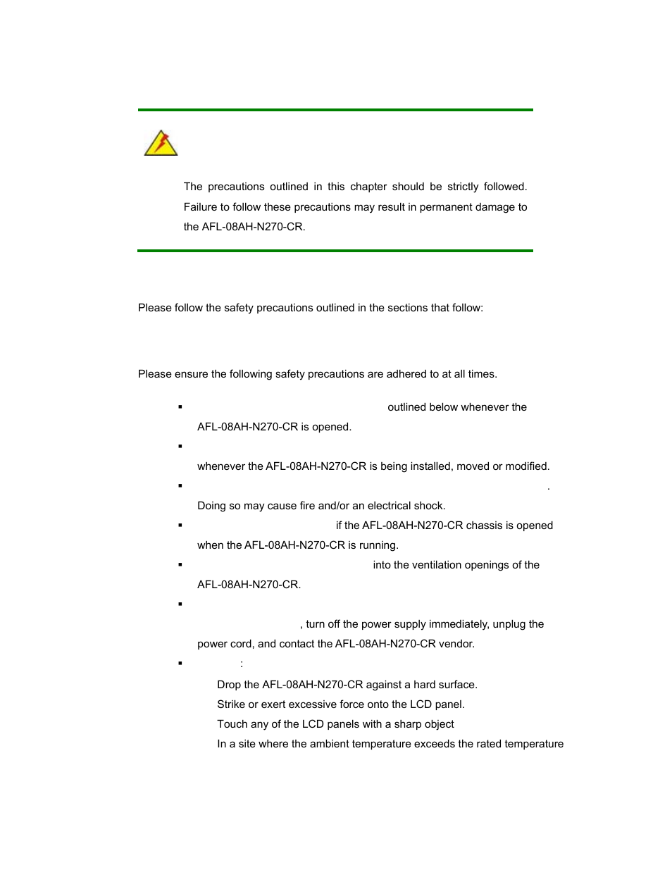 B.1 safety precautions, B.1.1 general safety precautions, Afety | Recautions | IEI Integration AFL-08AH-N270 User Manual | Page 102 / 115