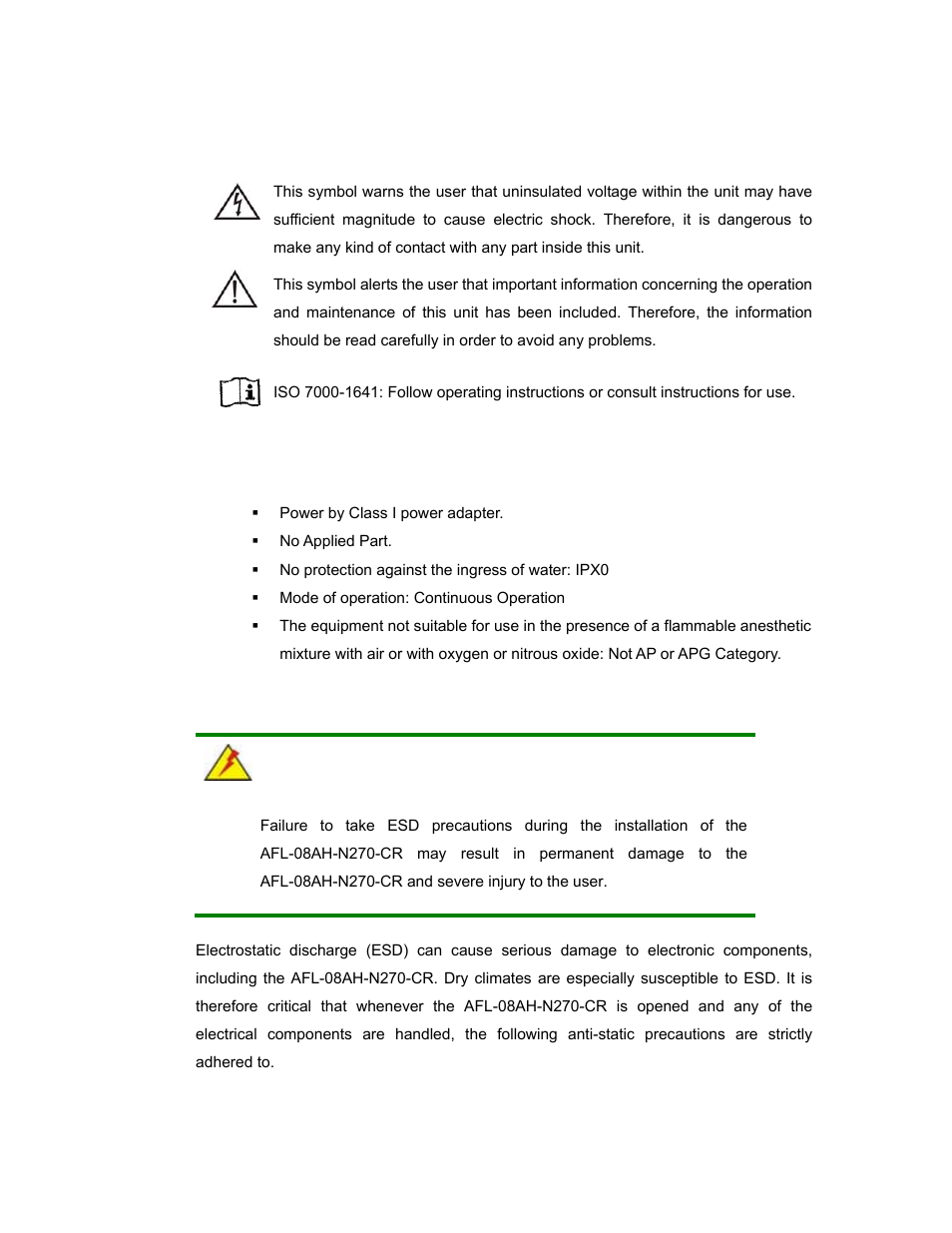 B.1.2 explanation of graphical symbols, B.1.3 classification, B.1.4 anti-static precautions | IEI Integration AFL-08AH-N270 User Manual | Page 103 / 115