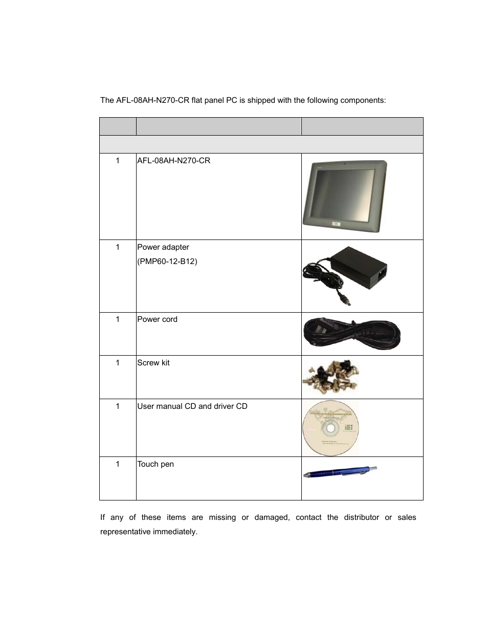 1 packing list | IEI Integration AFL-08AH-N270 User Manual | Page 34 / 115