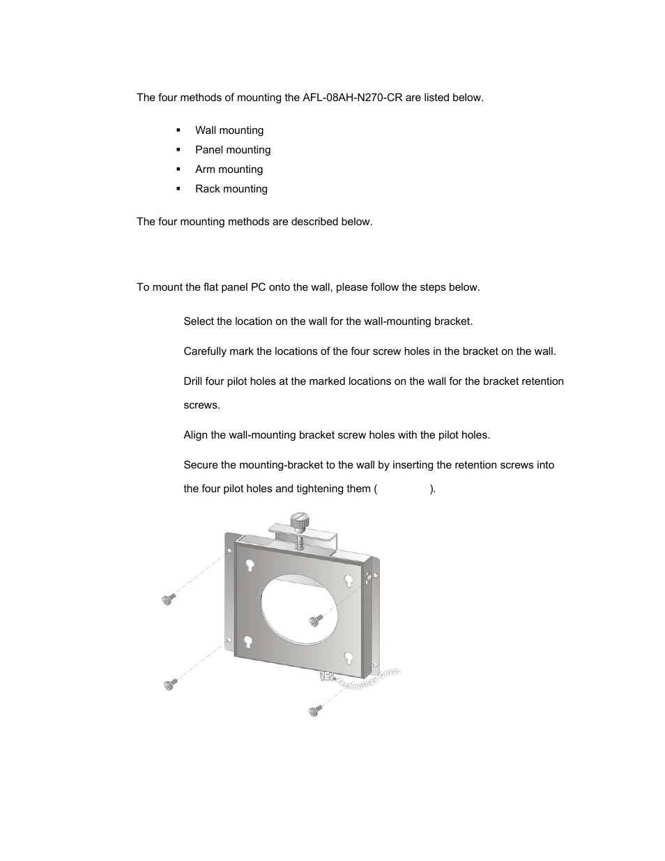 1 wall mounting, Figure 4-3: wall-mounting bracket | IEI Integration AFL-08AH-N270 User Manual | Page 41 / 115