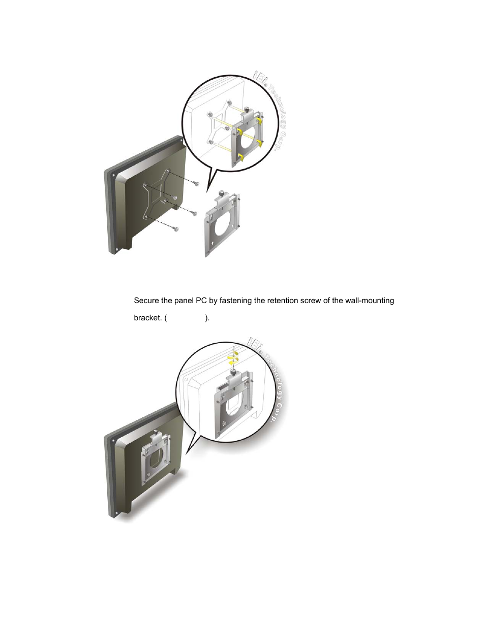 Figure 4-4: chassis support screws, Figure 4-5: secure the panel pc | IEI Integration AFL-08AH-N270 User Manual | Page 43 / 115