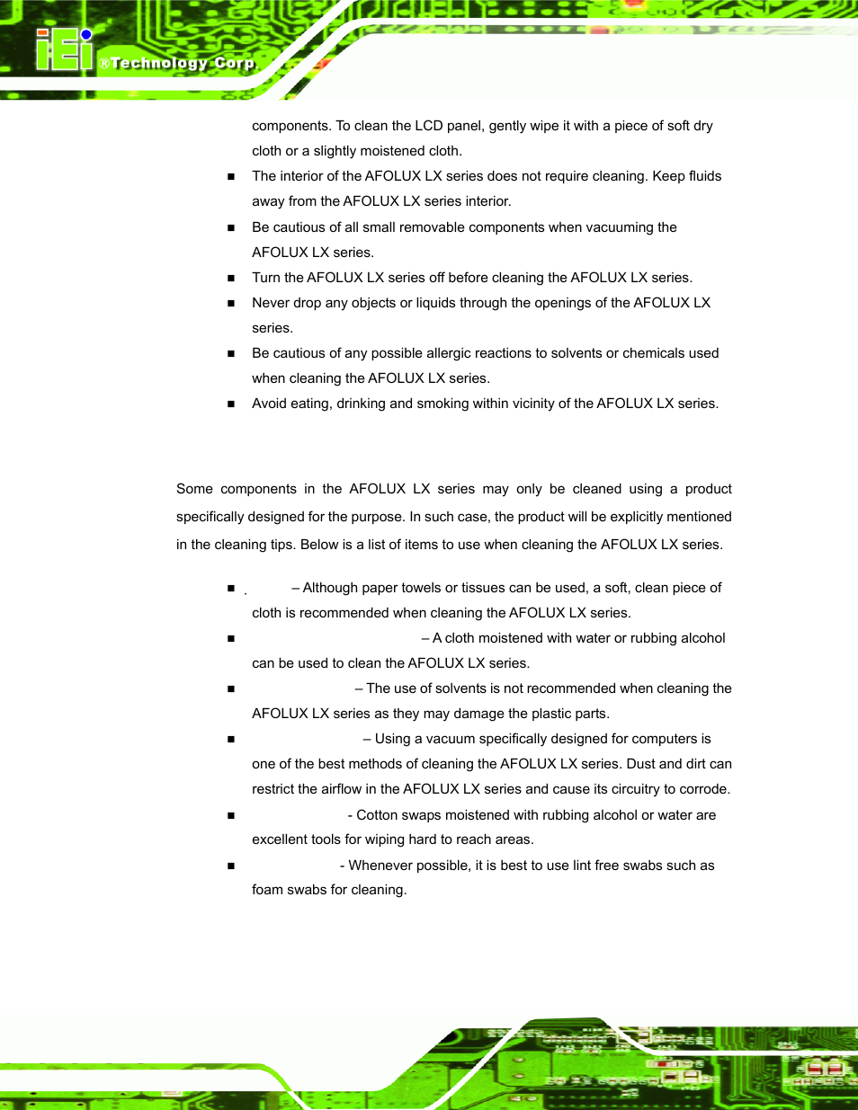 A.2.2 cleaning tools | IEI Integration AFL-07A 08AH 10A 12A-LX Series User Manual | Page 110 / 131