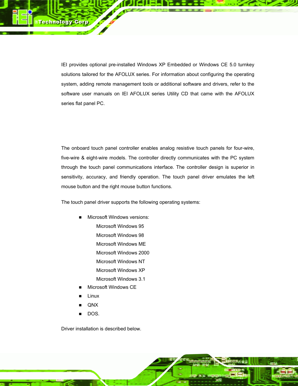 C.1 remote management tool, C.2 touch panel driver, C.2.1 introduction | C.1 r, Emote, Anagement, C.2 t, Ouch, Anel, River | IEI Integration AFL-07A 08AH 10A 12A-LX Series User Manual | Page 116 / 131