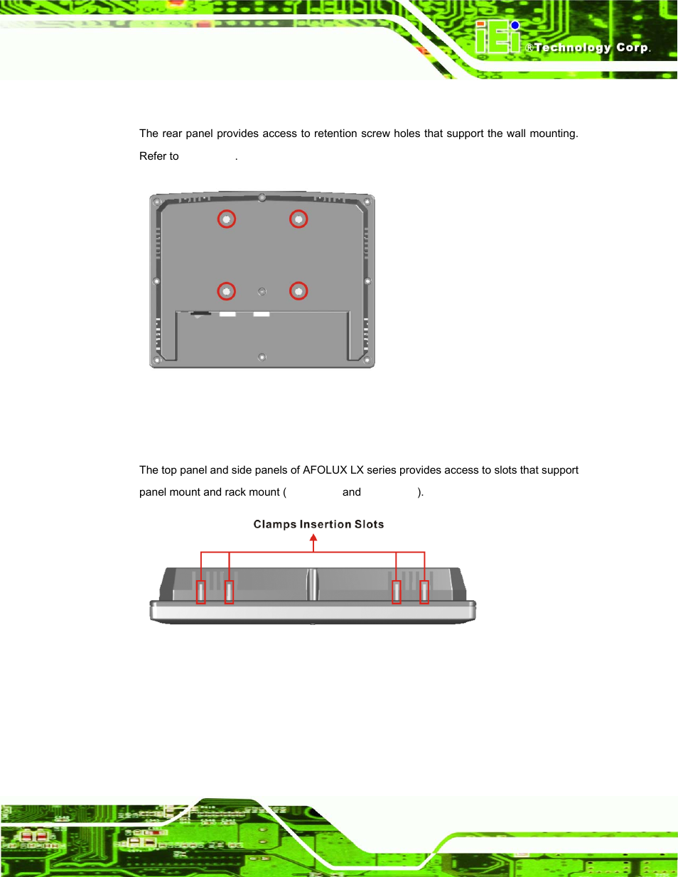 3 rear panel, 4 top panel and side panels, Figure 1-2: afl-07a-lx/afl-08a-lx rear view | Figure 1-3: afl-08a-lx top view | IEI Integration AFL-07A 08AH 10A 12A-LX Series User Manual | Page 19 / 131