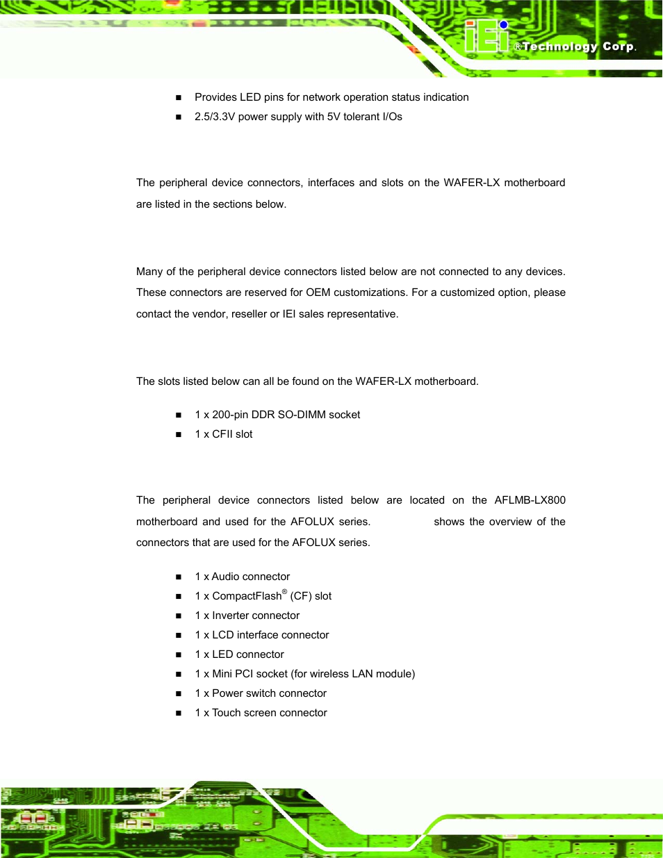 1 oem options, 2 internal slots, 3 internal peripheral device connectors | Eripheral, Evice, Nterfaces, Onnectors, Lots | IEI Integration AFL-07A 08AH 10A 12A-LX Series User Manual | Page 37 / 131