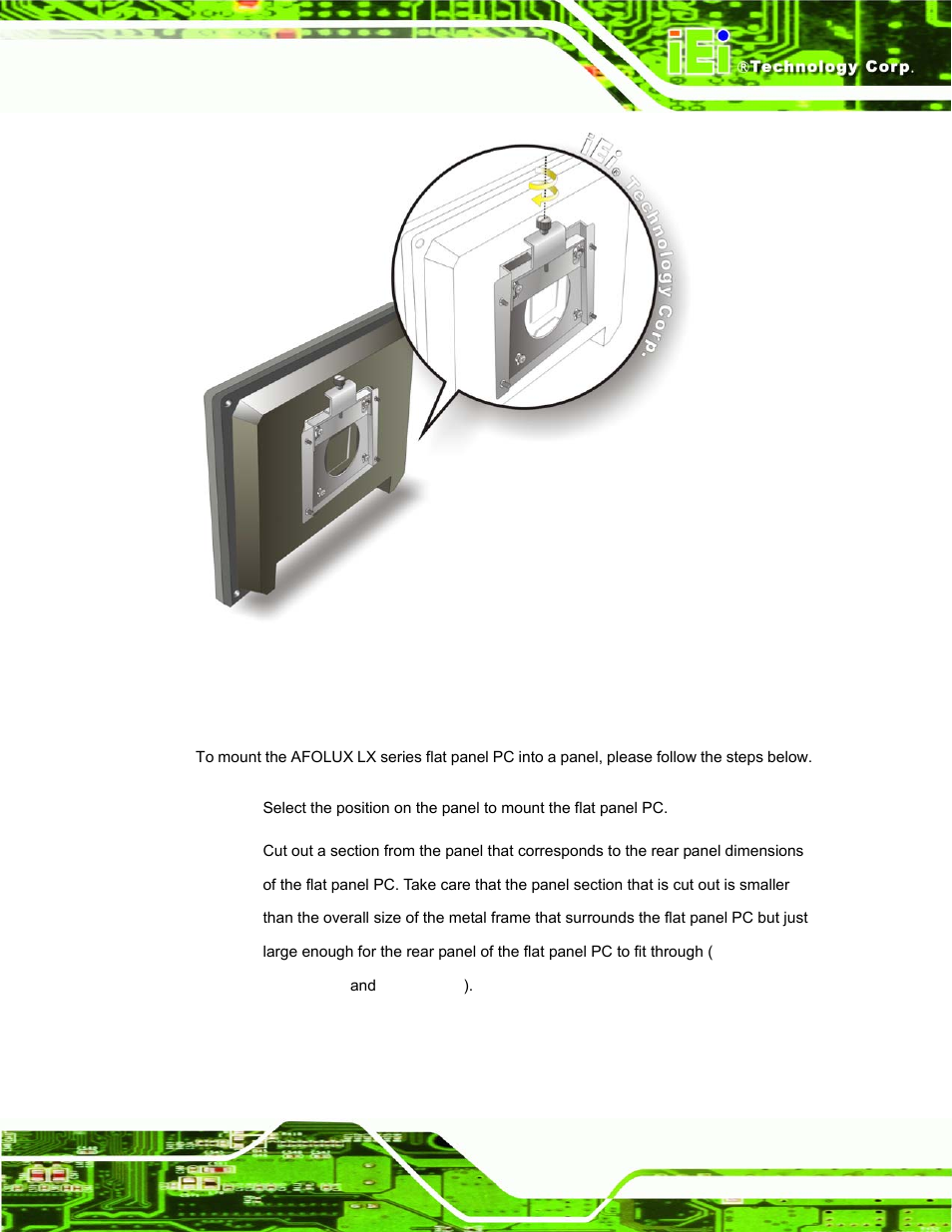 2 panel mounting, Figure 3-12: secure the panel pc | IEI Integration AFL-07A 08AH 10A 12A-LX Series User Manual | Page 51 / 131