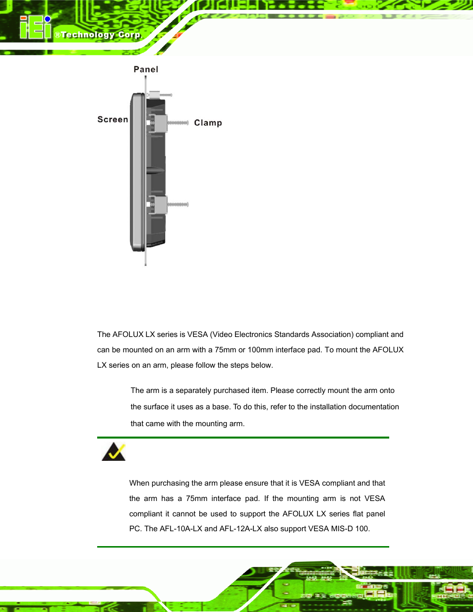 3 arm mounting | IEI Integration AFL-07A 08AH 10A 12A-LX Series User Manual | Page 54 / 131