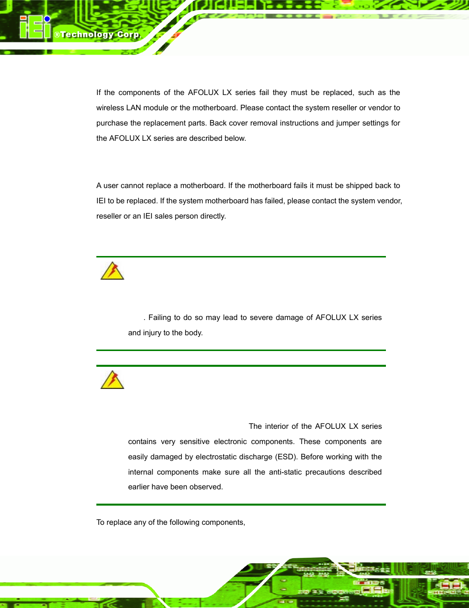 1 system maintenance introduction, 2 motherboard replacement, 3 internal aluminum cover removal | Ystem, Aintenance, Ntroduction, Otherboard, Eplacement, Nternal, Luminum | IEI Integration AFL-07A 08AH 10A 12A-LX Series User Manual | Page 64 / 131