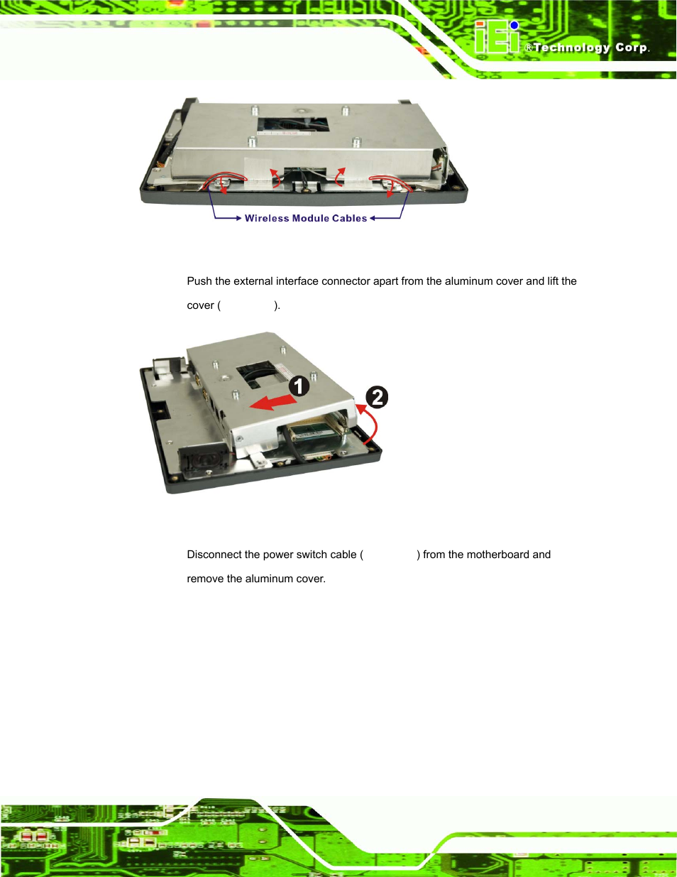 Figure 4-5: wireless module cables, Figure 4-6: the internal aluminum cover removal, Figure | Ver ( figure 4-5 ) | IEI Integration AFL-07A 08AH 10A 12A-LX Series User Manual | Page 67 / 131