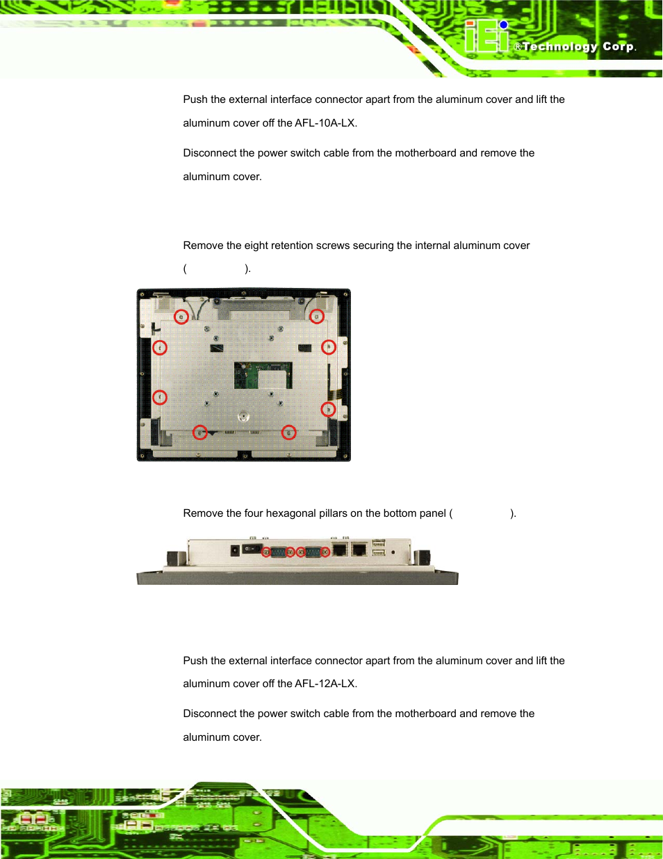 4 afl-12a-lx internal aluminum cover removal | IEI Integration AFL-07A 08AH 10A 12A-LX Series User Manual | Page 69 / 131