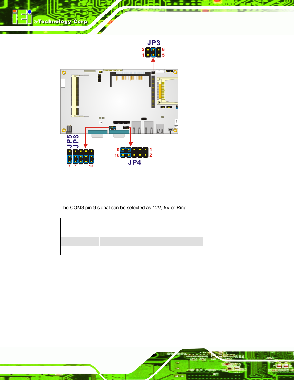 1 jp3: com3 pin-9 signal select jumper settings, Figure 4-12: jumper locations, Afolux lx series flat panel pc page 58 | IEI Integration AFL-07A 08AH 10A 12A-LX Series User Manual | Page 72 / 131