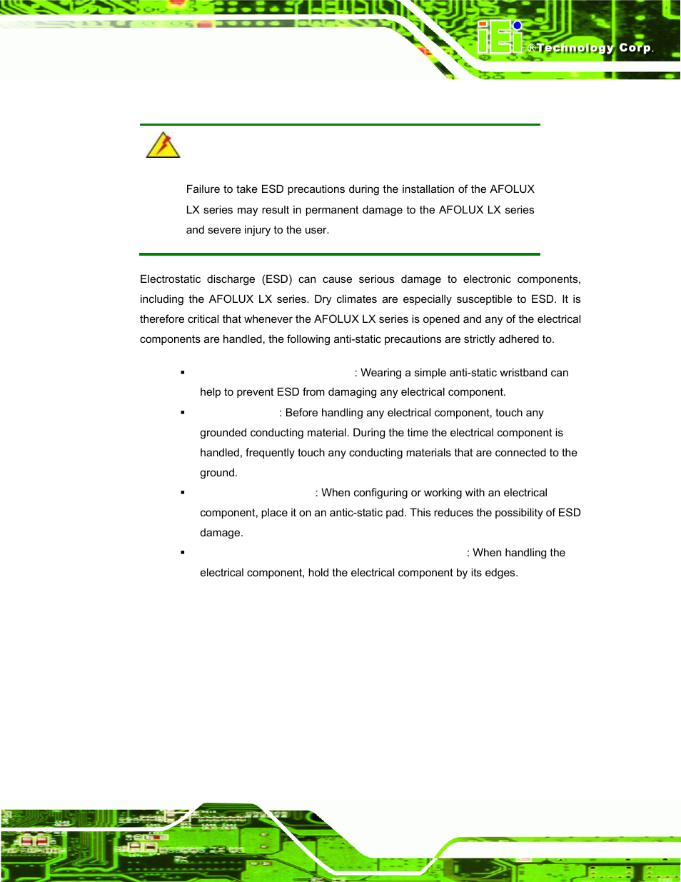 A.1.2 anti-static precautions | IEI Integration AFL-LX-Series v2.01 User Manual | Page 103 / 122