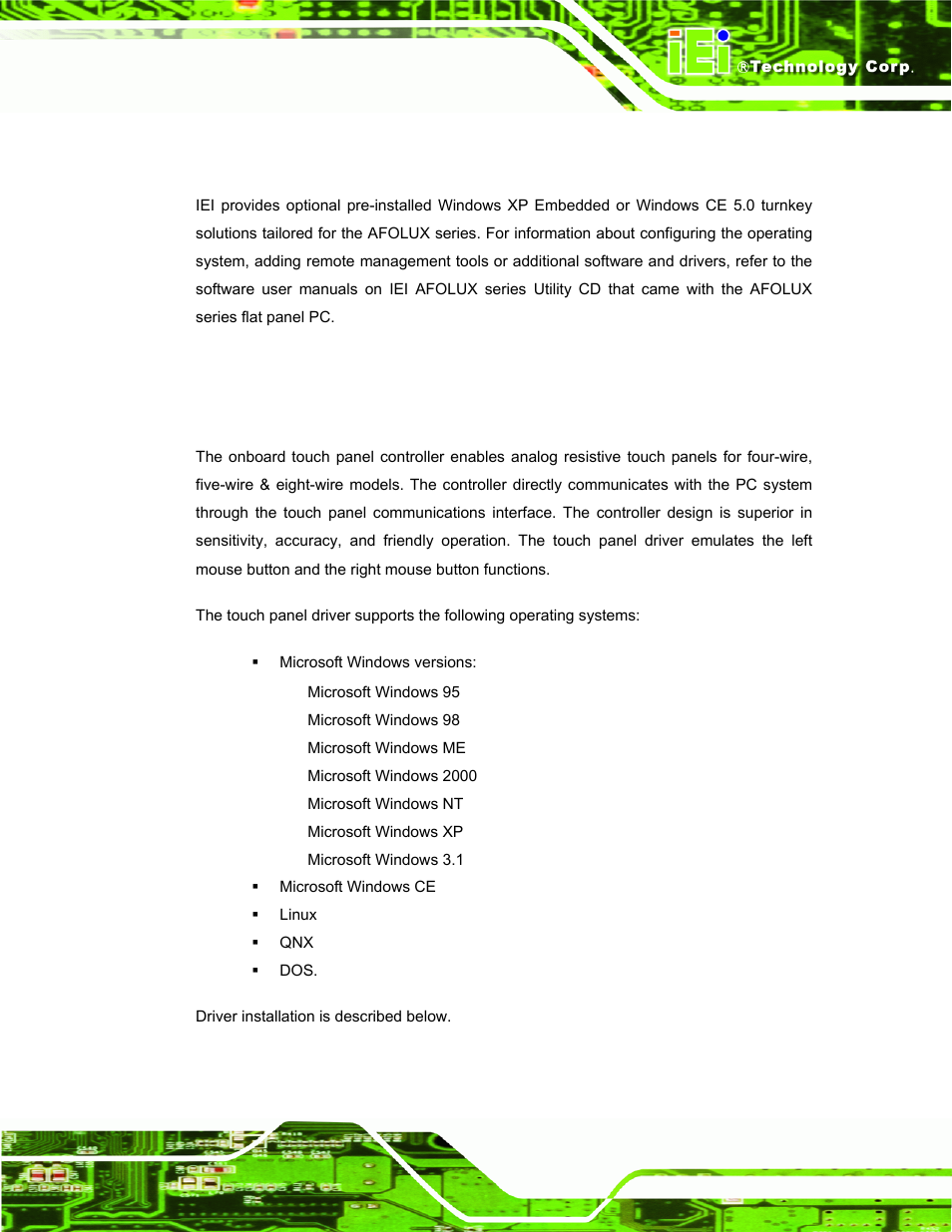 C.1 remote management tool, C.2 touch panel driver, C.2.1 introduction | Emote, Anagement, Ouch, Anel, River | IEI Integration AFL-LX-Series v2.01 User Manual | Page 111 / 122