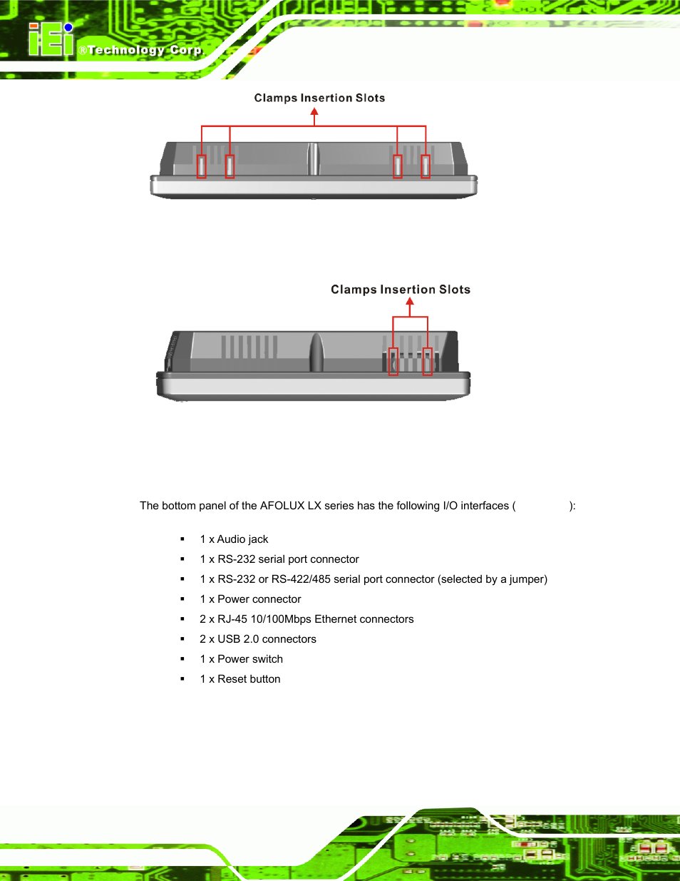 5 bottom panel, Figure 1-3: afl-08ah-lx top view, Figure 1-4: afl-08ah-lx side view | IEI Integration AFL-LX-Series v2.01 User Manual | Page 16 / 122