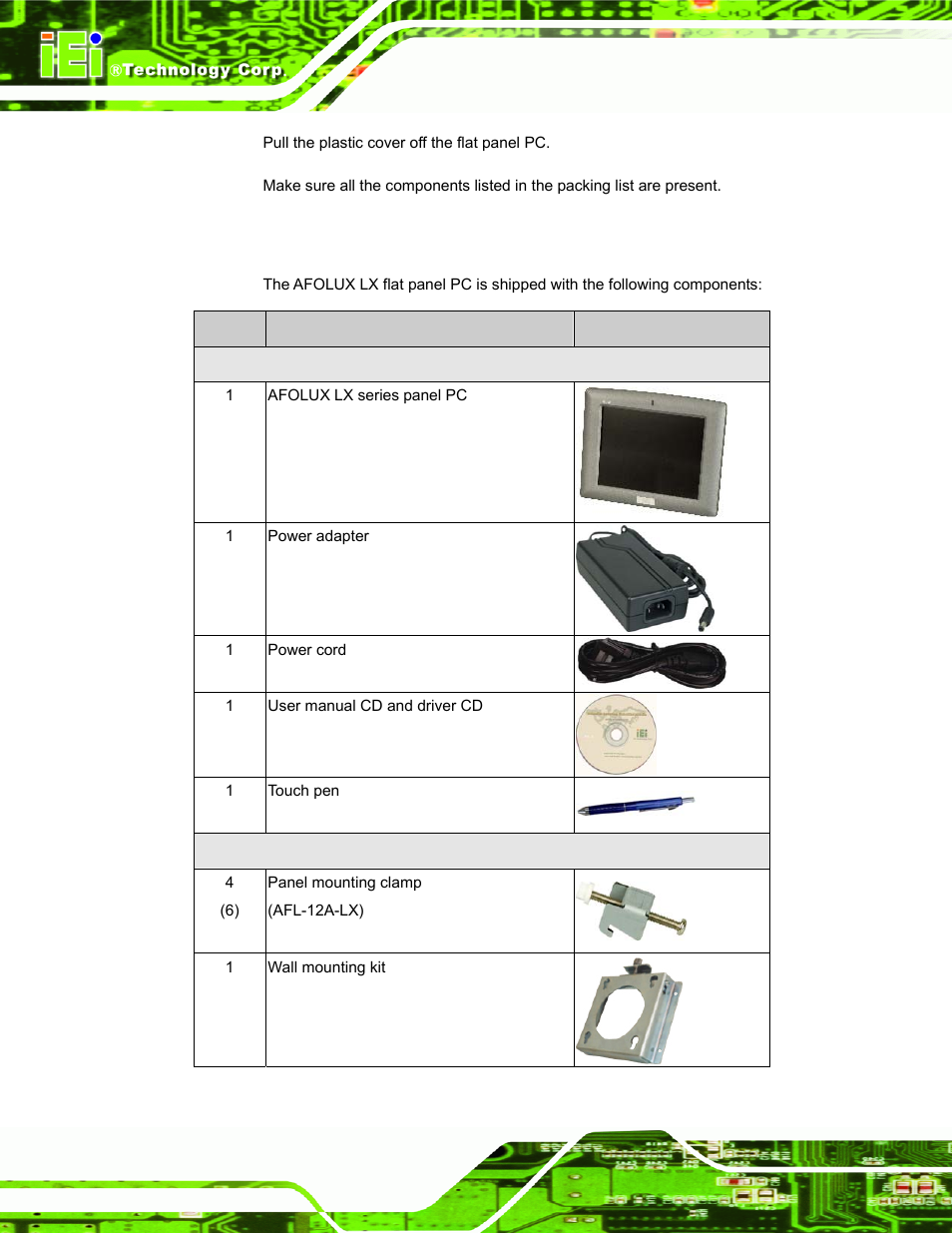 1 packing list | IEI Integration AFL-LX-Series v2.01 User Manual | Page 38 / 122