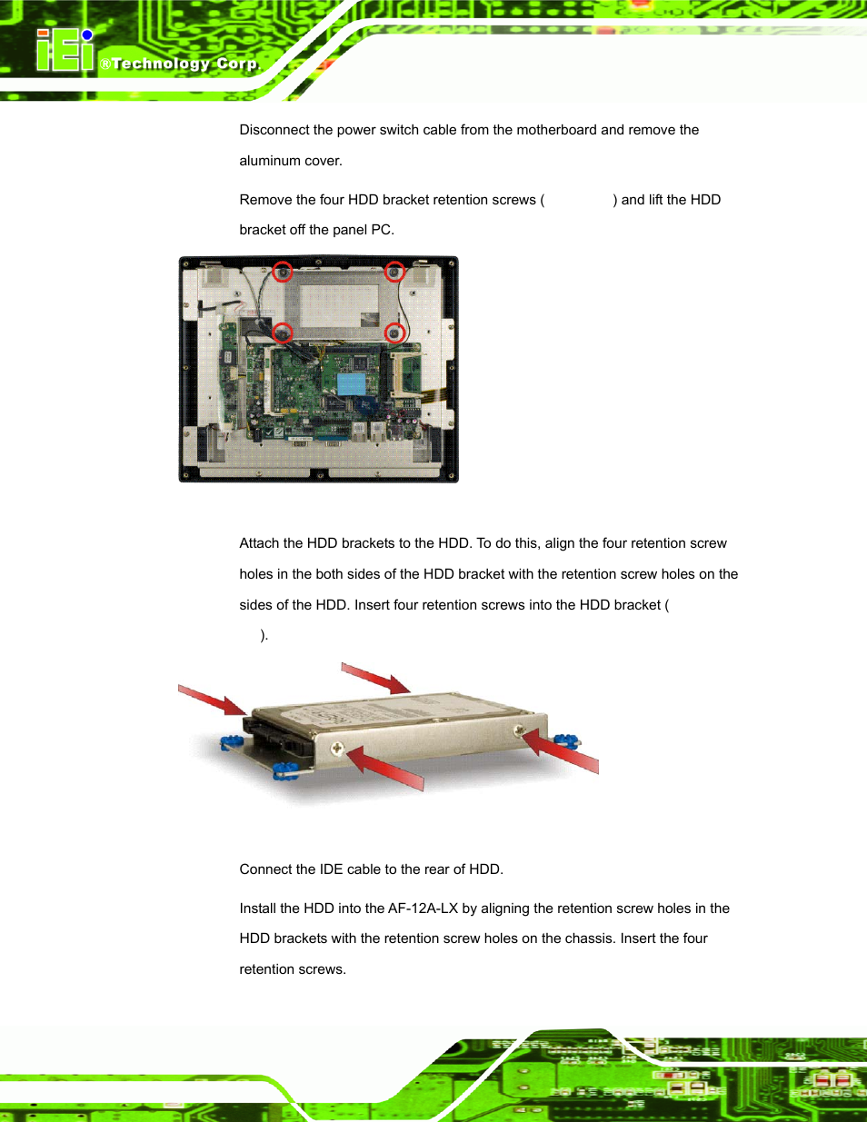 Figure 3-8: af-12a-lx hdd retention screws | IEI Integration AFL-LX-Series v2.01 User Manual | Page 42 / 122