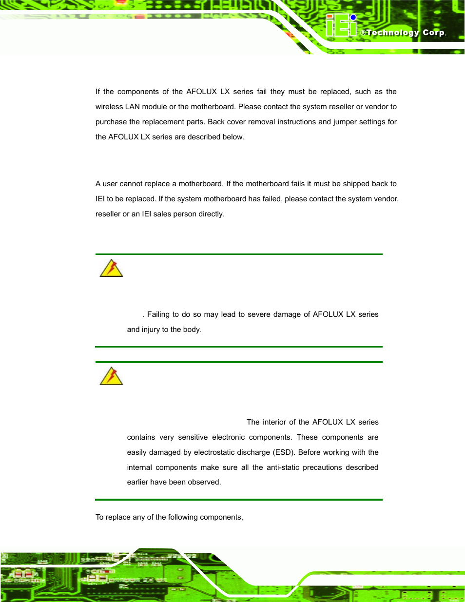 1 system maintenance introduction, 2 motherboard replacement, 3 internal aluminum cover removal | Ystem, Aintenance, Ntroduction, Otherboard, Eplacement, Nternal, Luminum | IEI Integration AFL-LX-Series v2.01 User Manual | Page 59 / 122