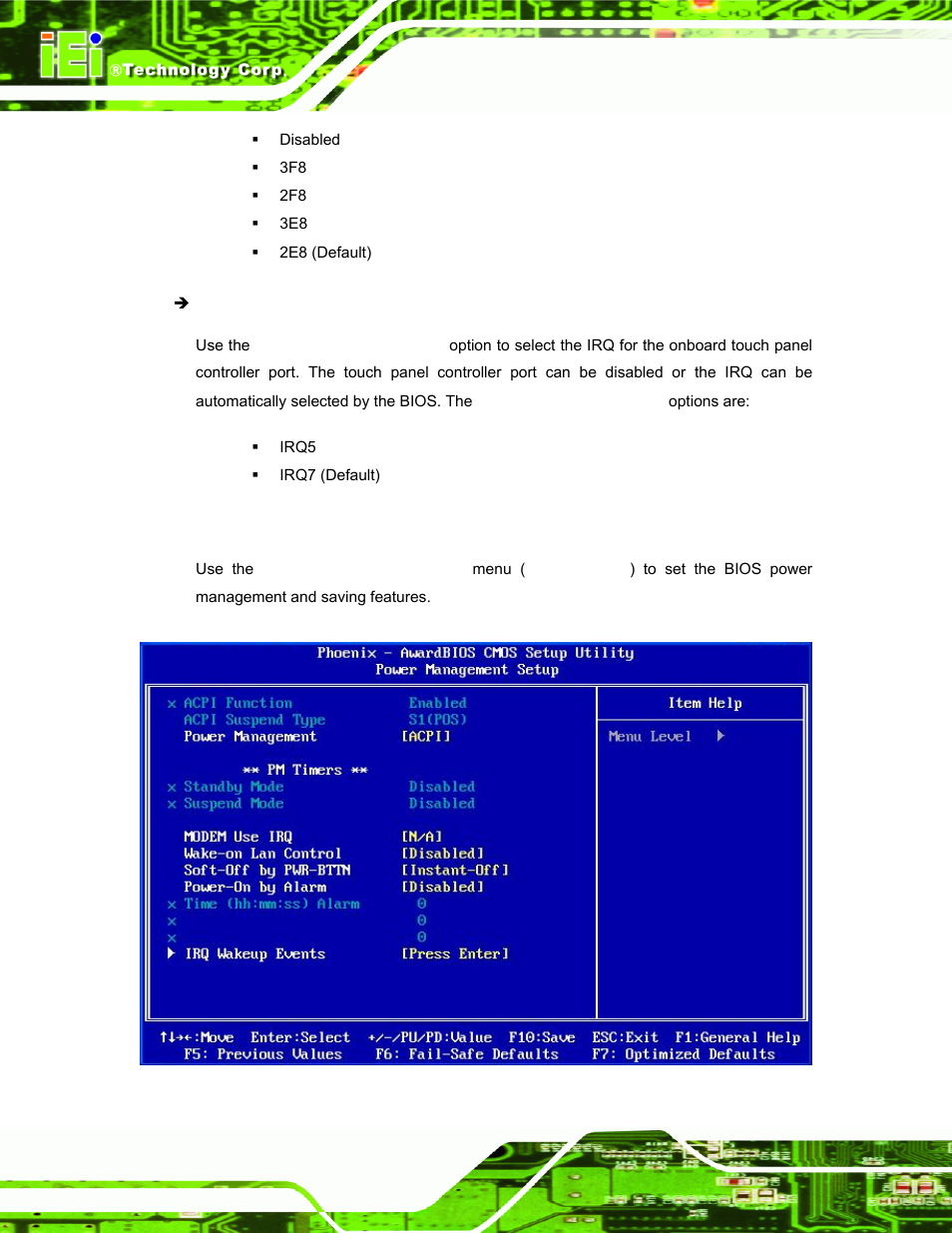 6 power management setup, Ower, Anagement | Etup | IEI Integration AFL-LX-Series v2.01 User Manual | Page 90 / 122